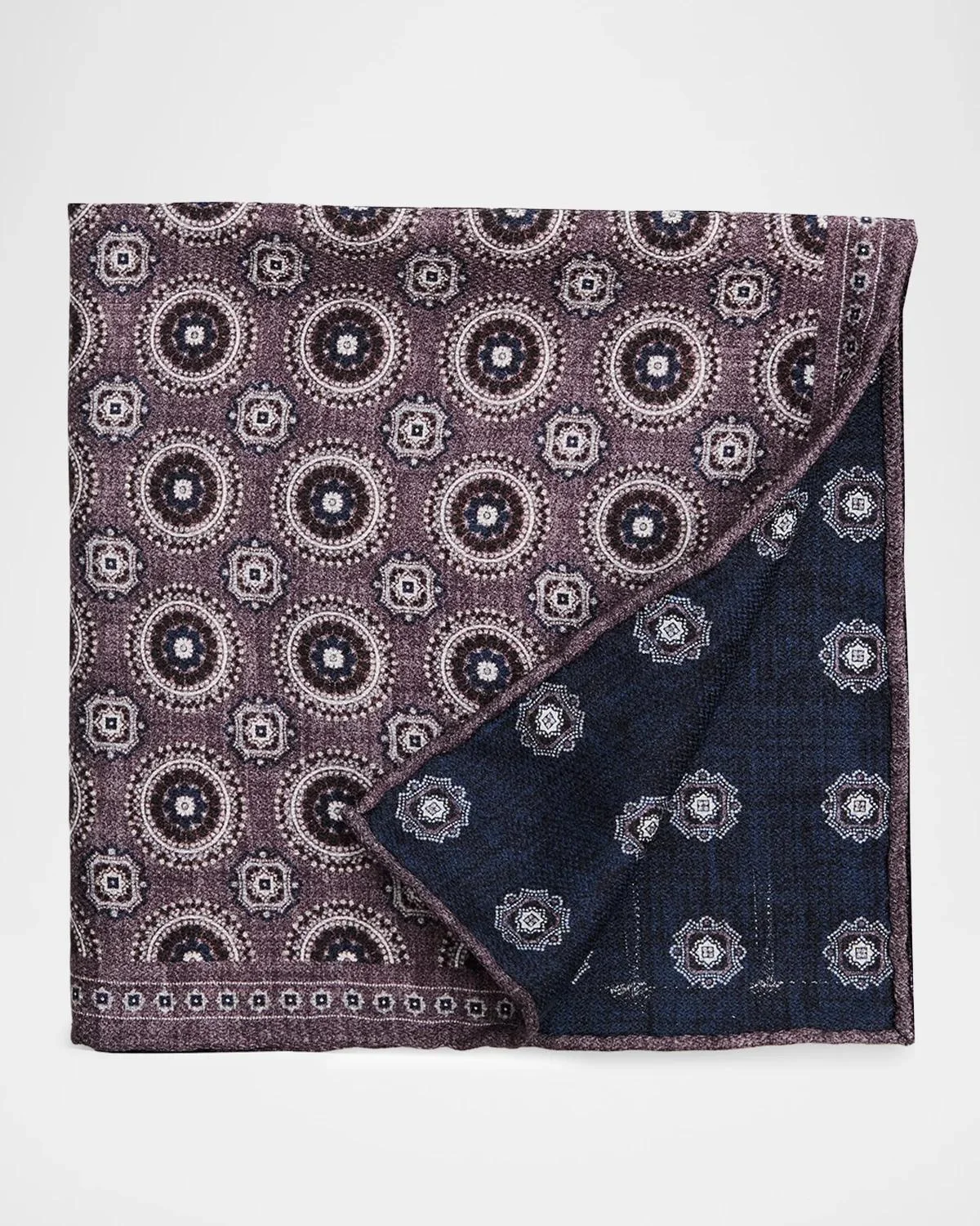 Men's Geometric Double-Circle Silk Pocket Square - 1