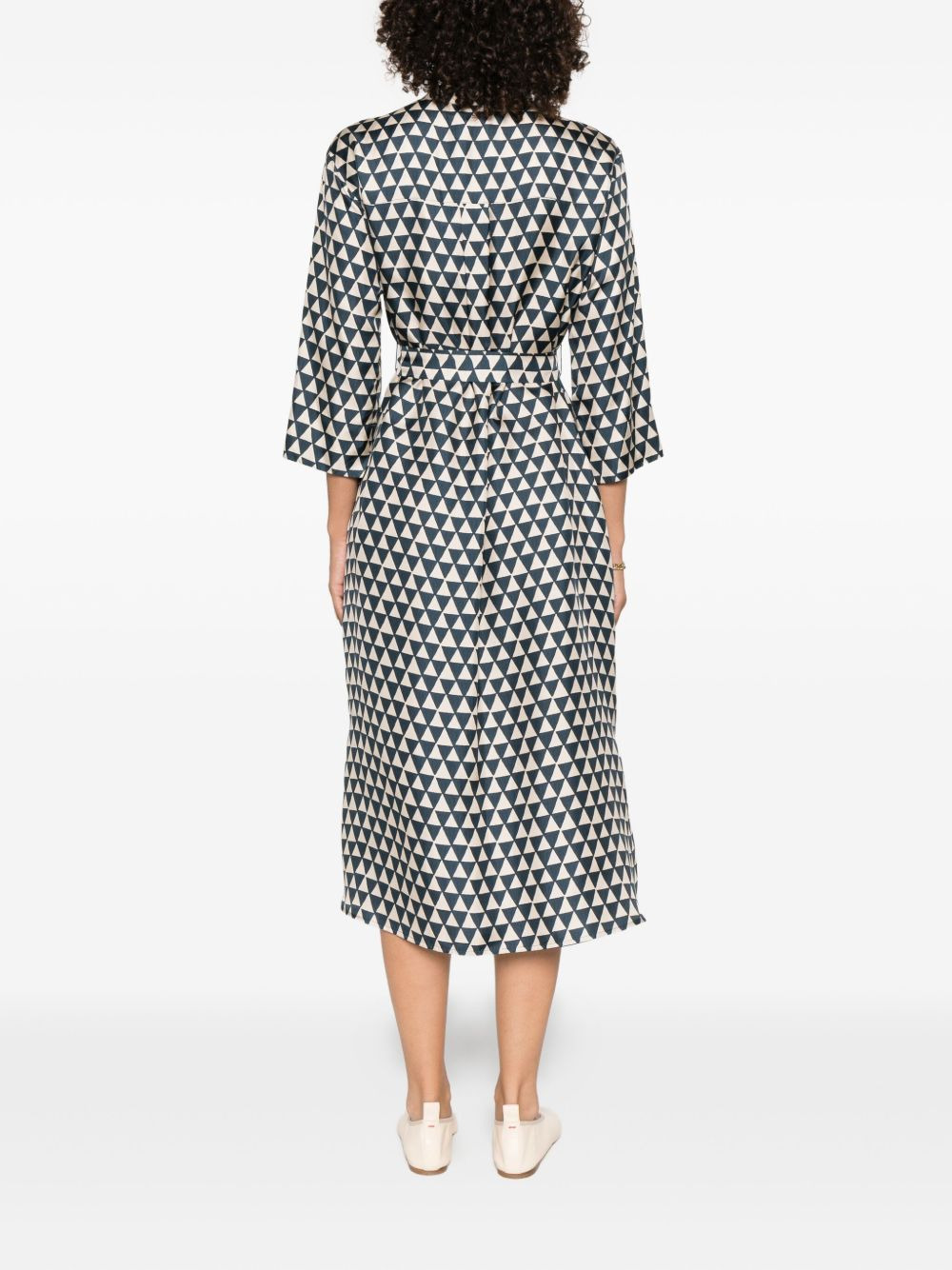triangle-print belted dress - 4