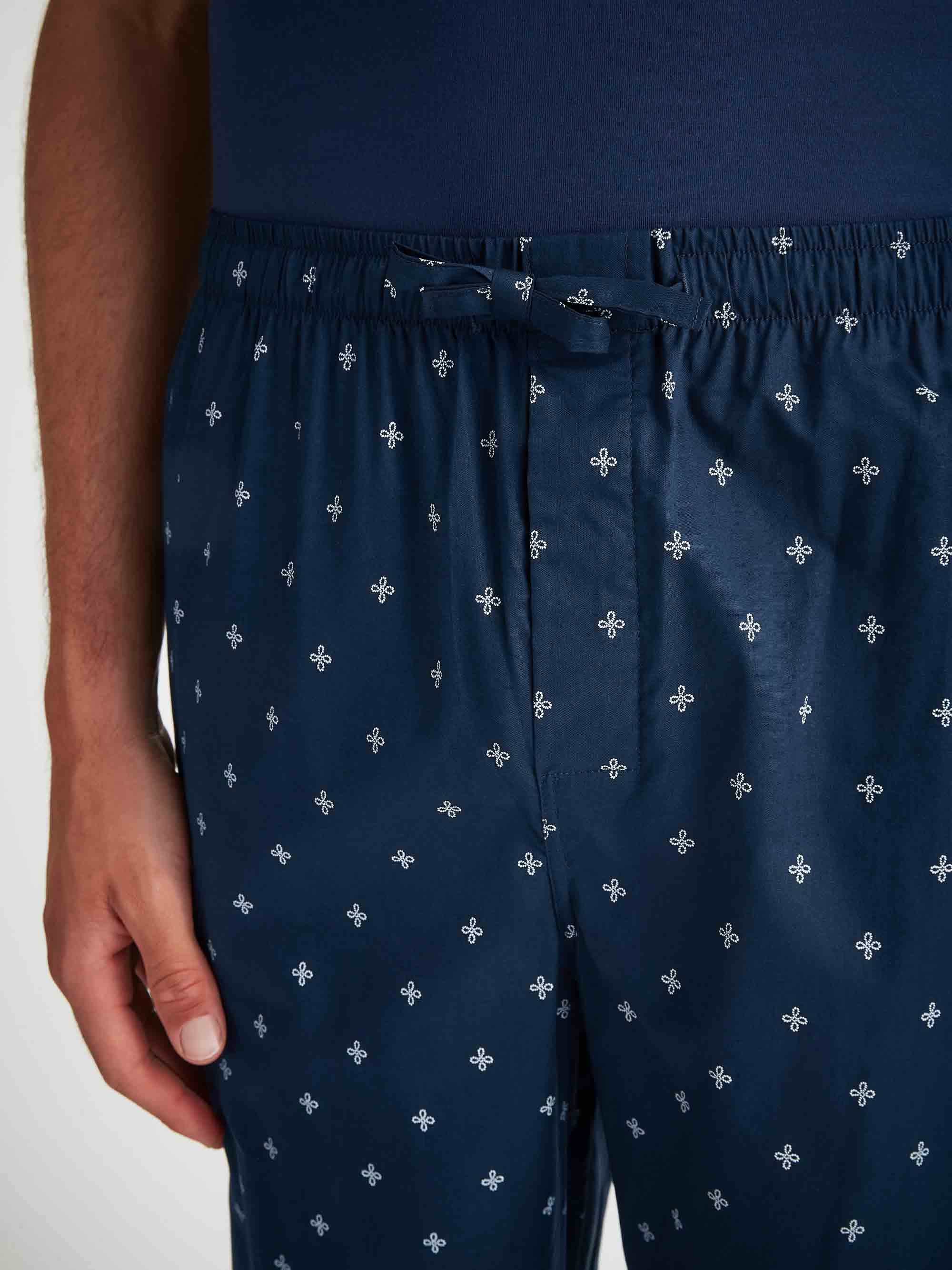 Men's Lounge Pants Cotton Batiste Navy Sailor's Knot Print - 5
