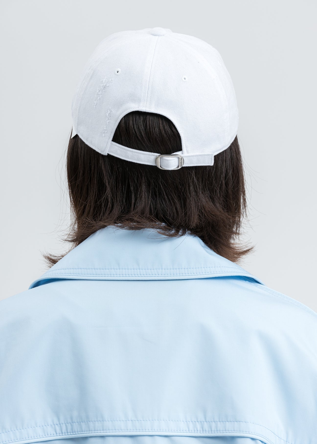 White Damaged Logo Cap - 2