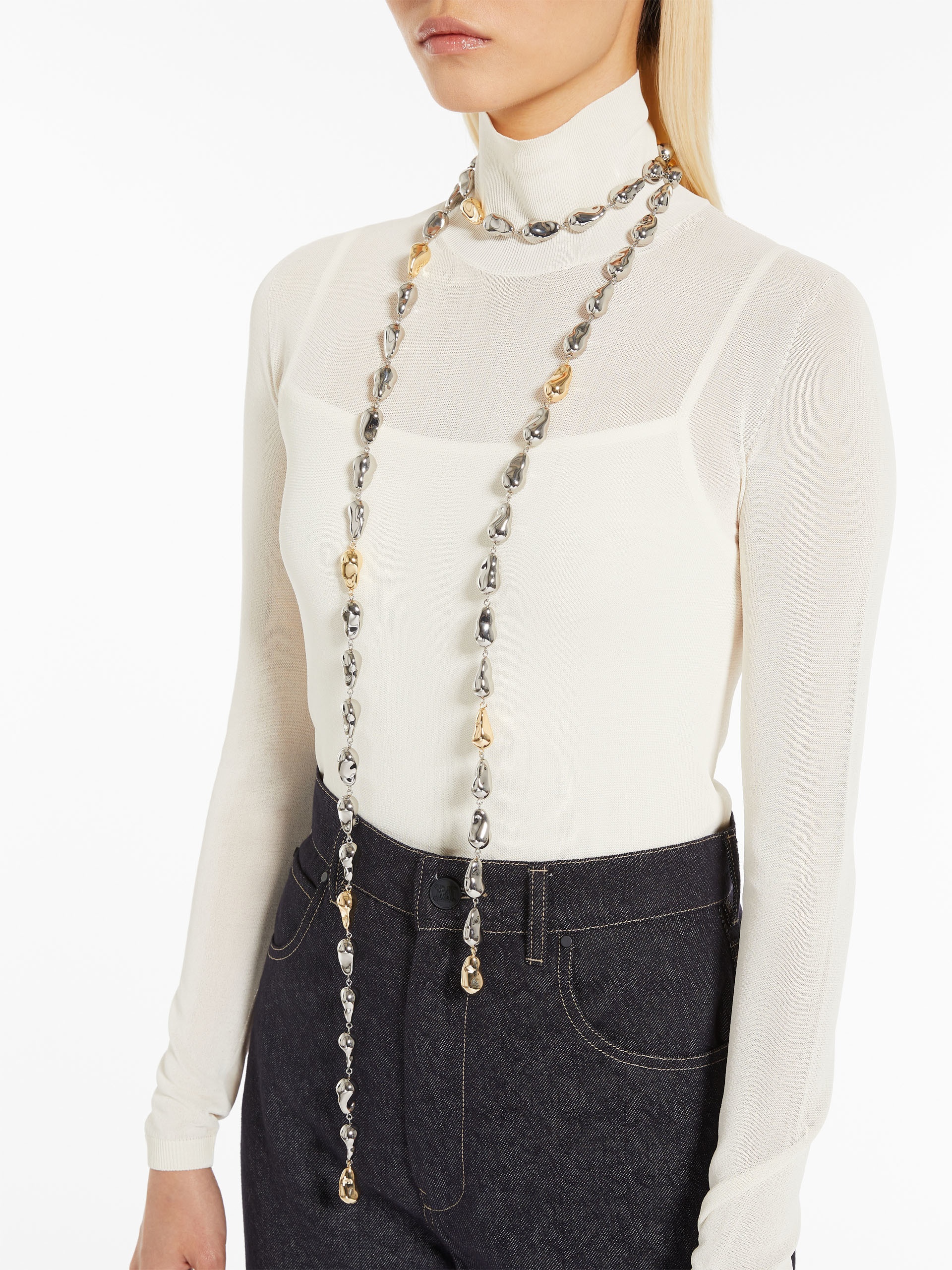 TENEBRE Tie necklace with pearls - 3