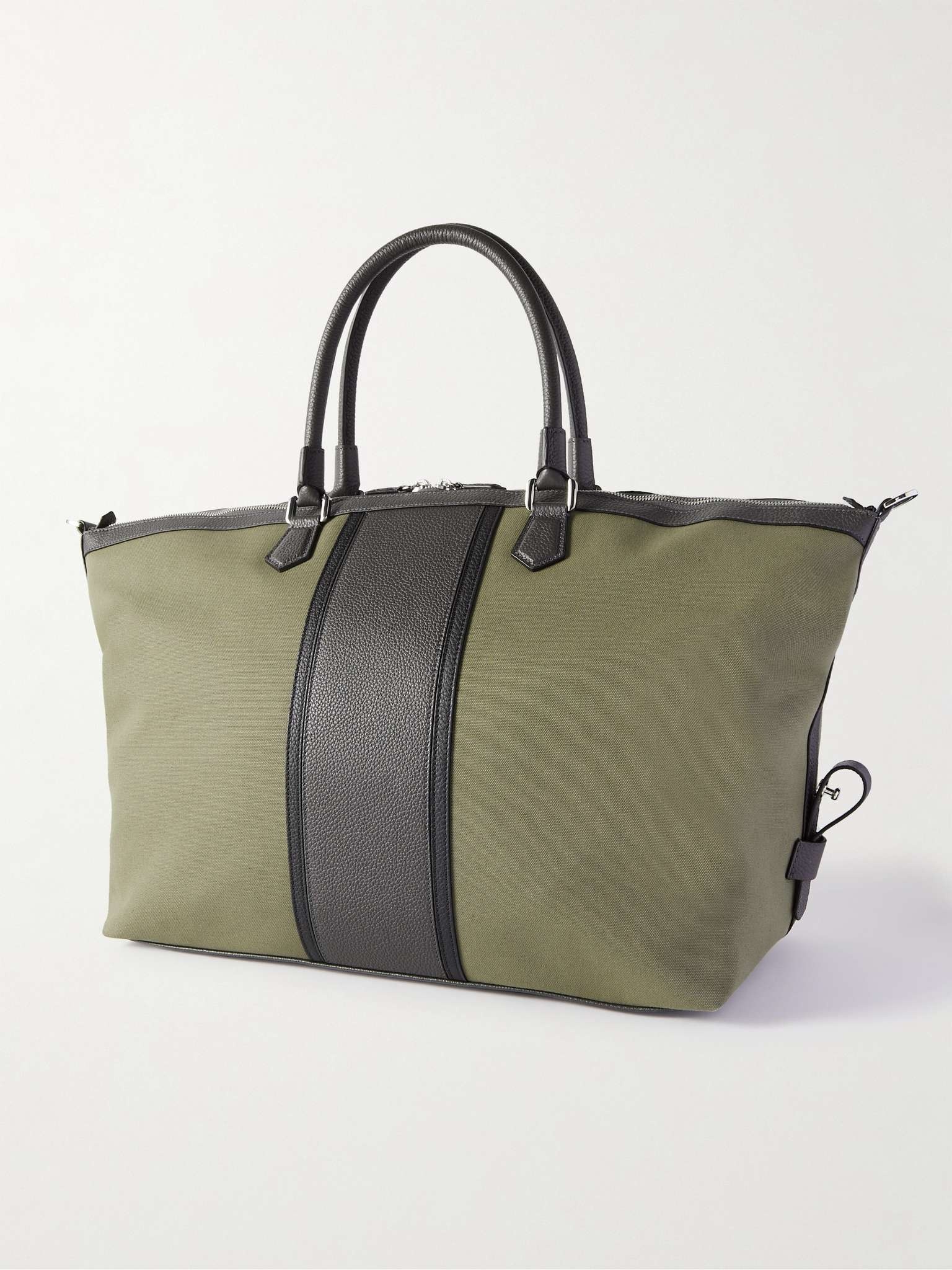 Leather-Trimmed Canvas Weekend Bag - 4