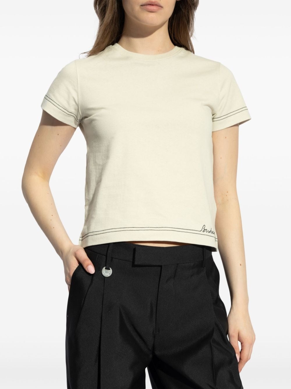 logo-embroidered crop top - 3
