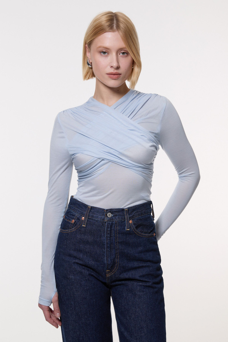 Premium Tencel Jersey Wrap Detail Long Sleeve Top 3