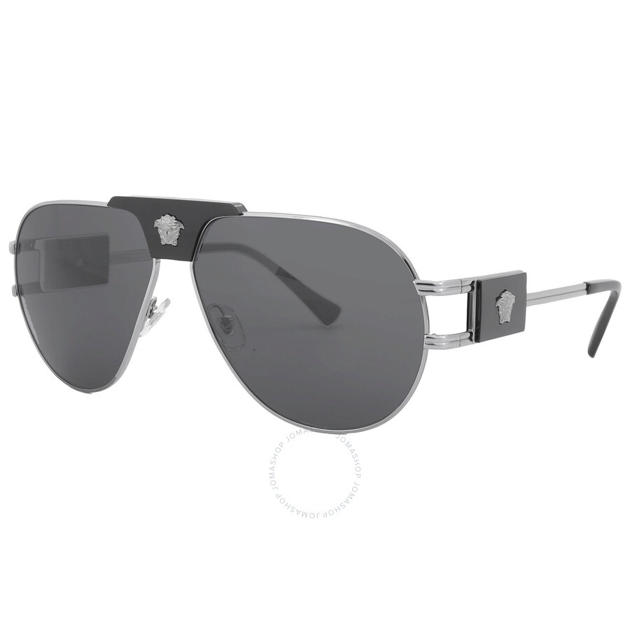 Versace Dark Grey Pilot Men's Sunglasses VE2252 100187 63 - 2