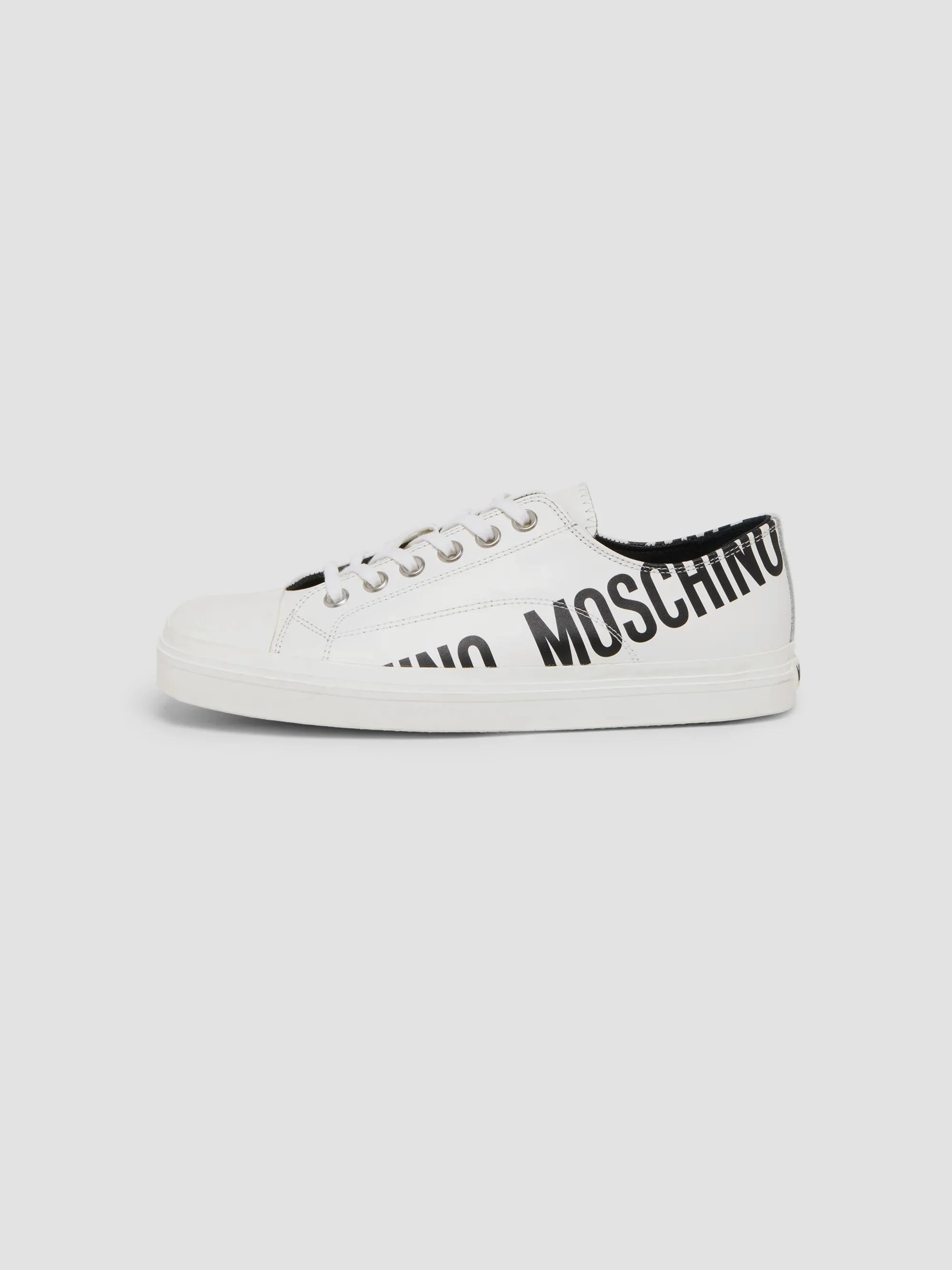 Men's Logo Faux-Leather Low-Top Sneakers - White Black - 1