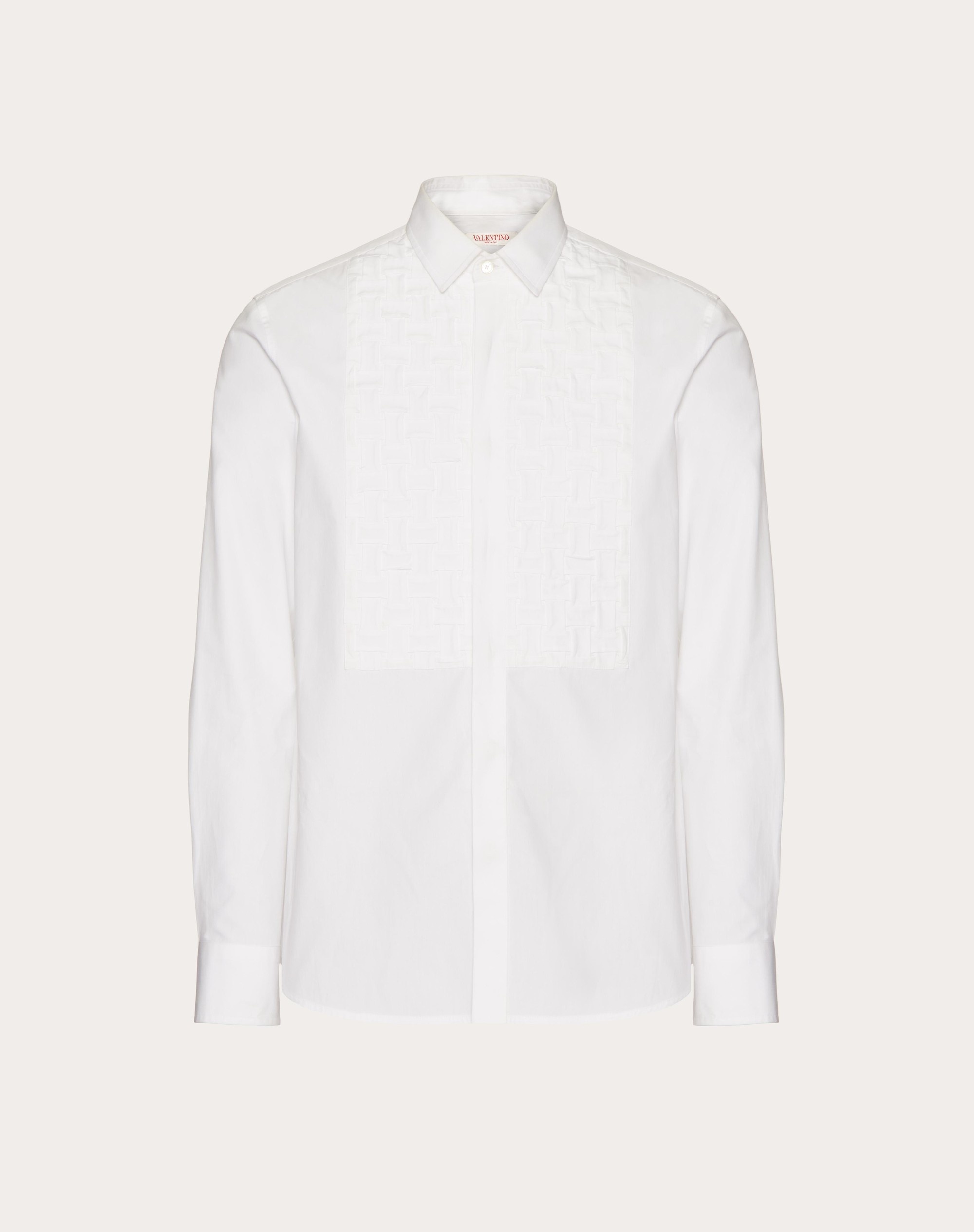 COTTON POPLIN SHIRT WITH EMBROIDERED PLASTRON - 1