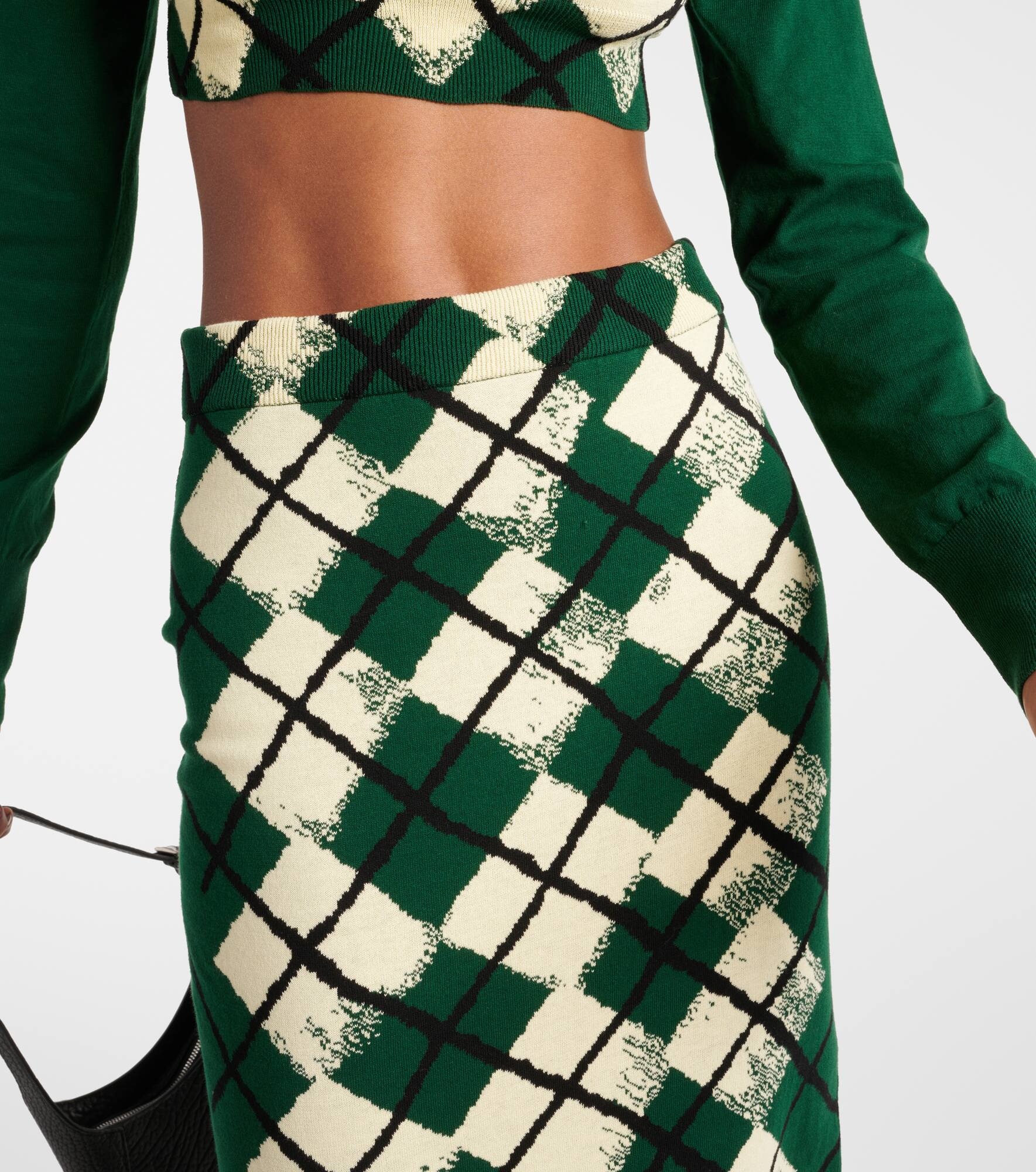 Checked cotton midi skirt - 4