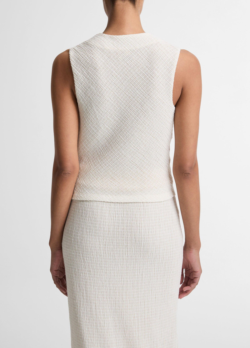 Vince Shadow Grid Cowl-Neck Top outlook