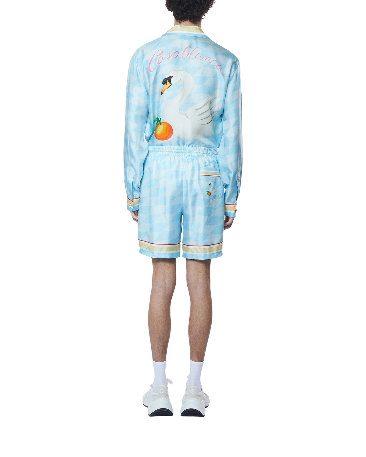 Damiers Et Cygne Bleu Silk Shorts - 3