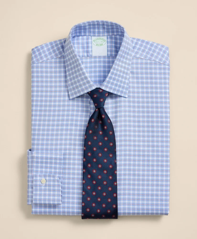 Brooks Brothers Explorer Collection Non-Iron Twill Ainsley Collar, Check Dress Shirt - 1