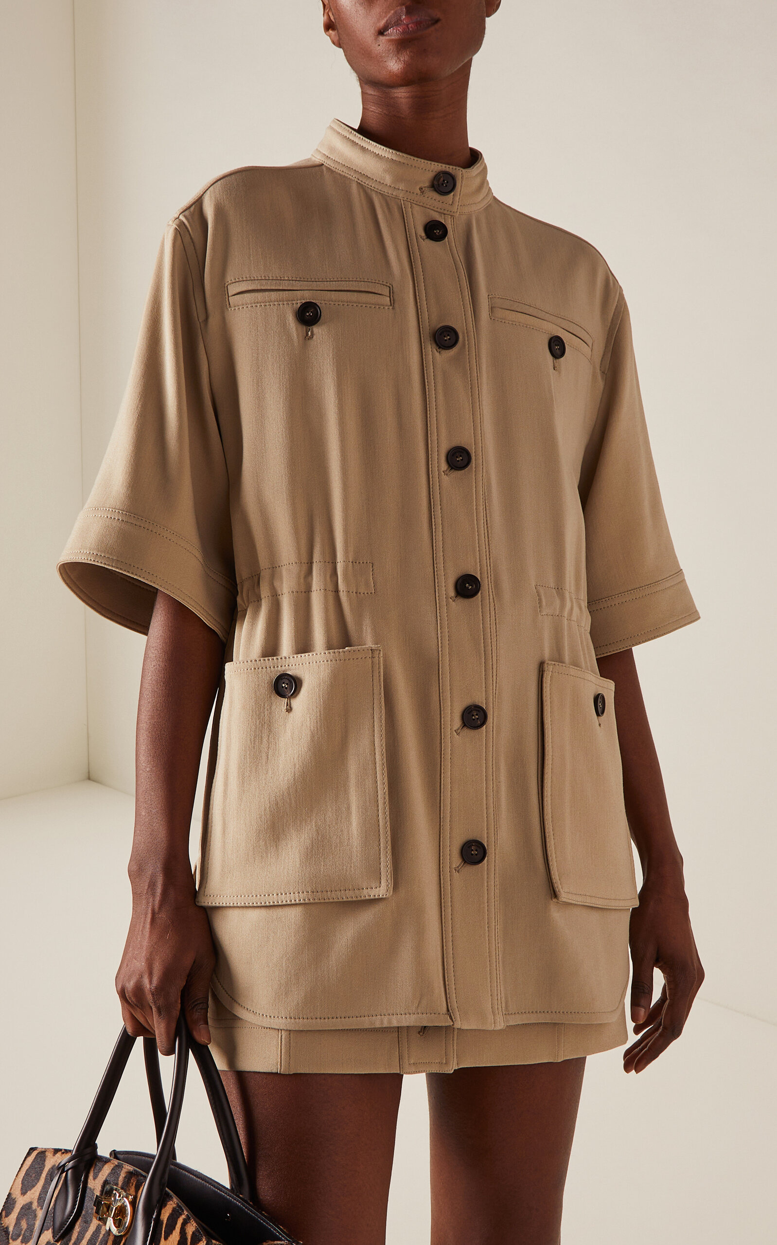 Longline Cotton-Blend Utility Jacket tan - 2