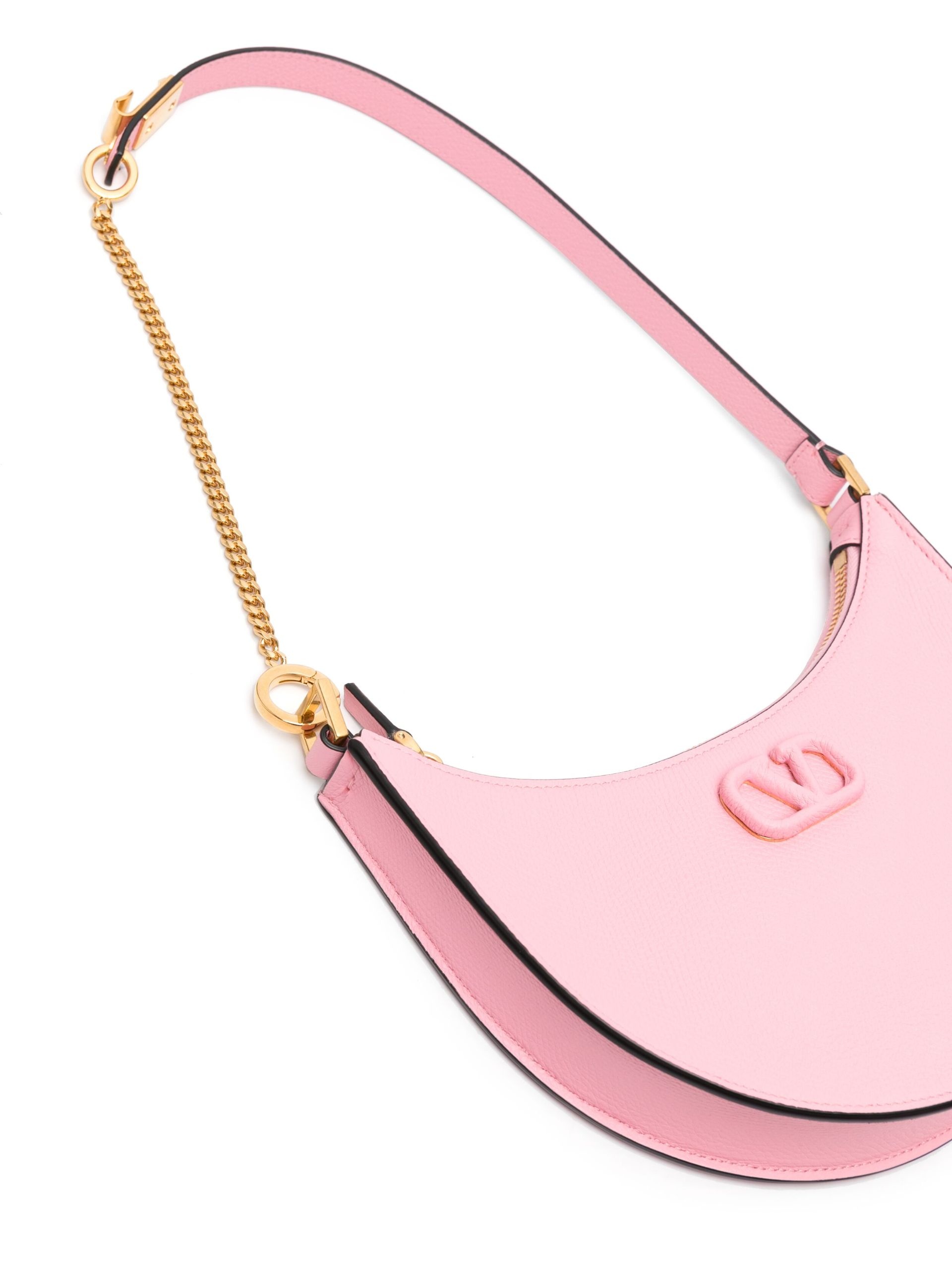 Pink VLogo Signature Leather Shoulder Bag - 4