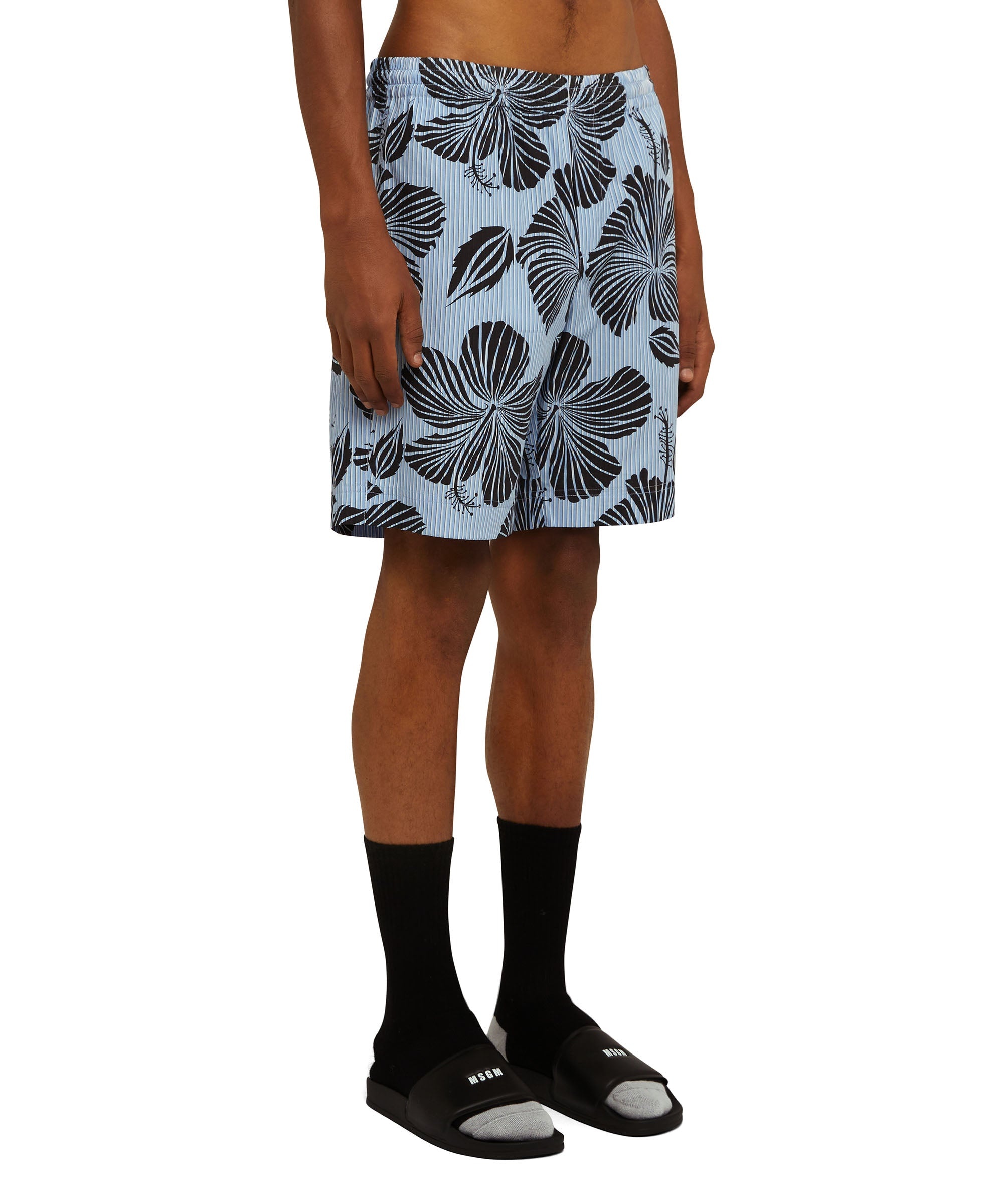 Poplin cotton Bermuda shorts with "Hibuscus" print - 4