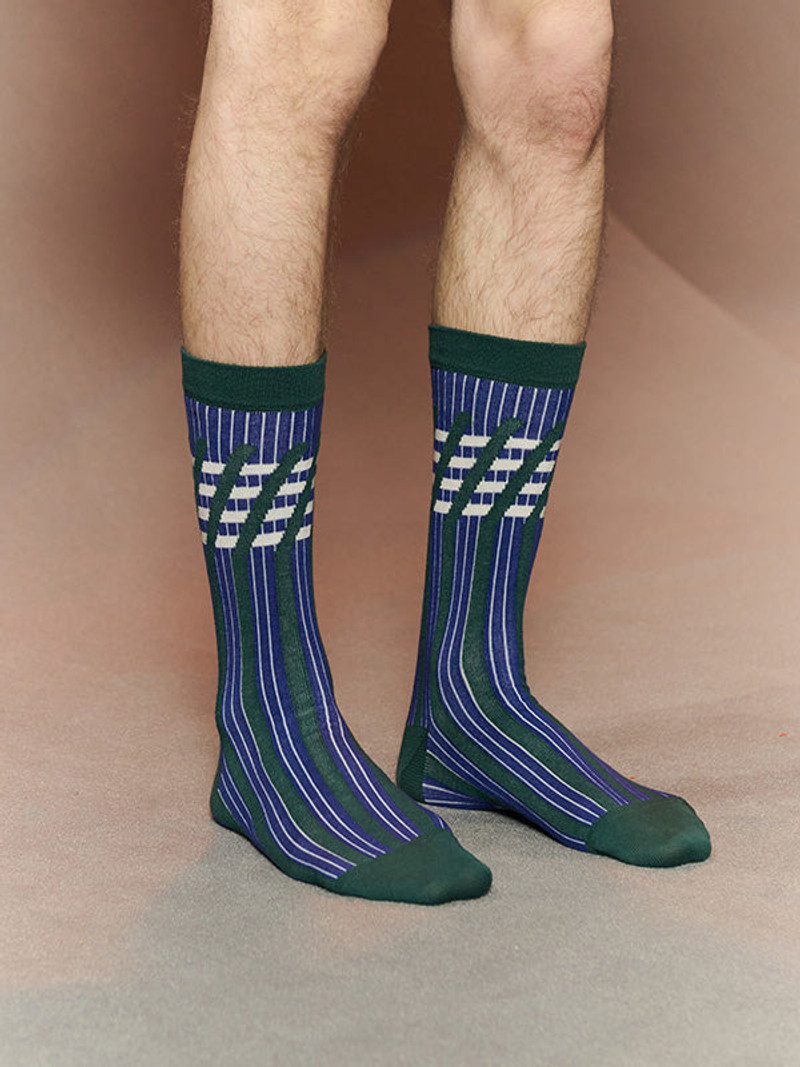 HENRIK VIBSKOV STRIPES SOCKS HOMME - STRIPES GREEN outlook