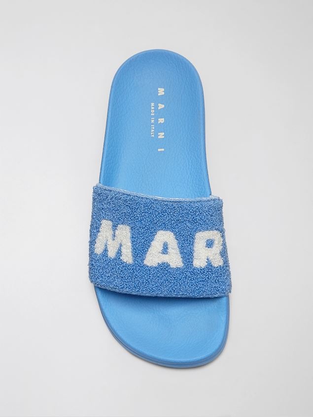 RUBBER SANDAL WITH BLUE AND WHITE TERRY CLOTH UPPER - 4