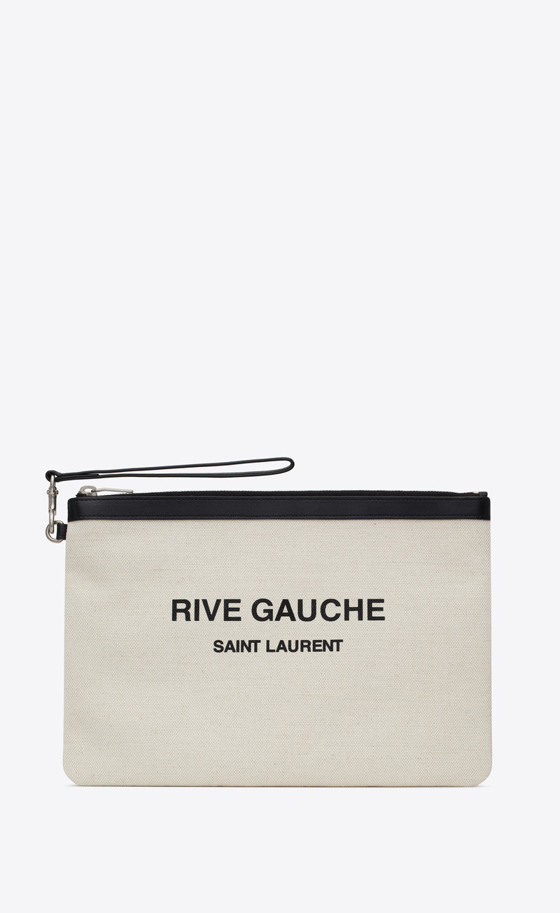 rive gauche zippered pouch in linen canvas - 1
