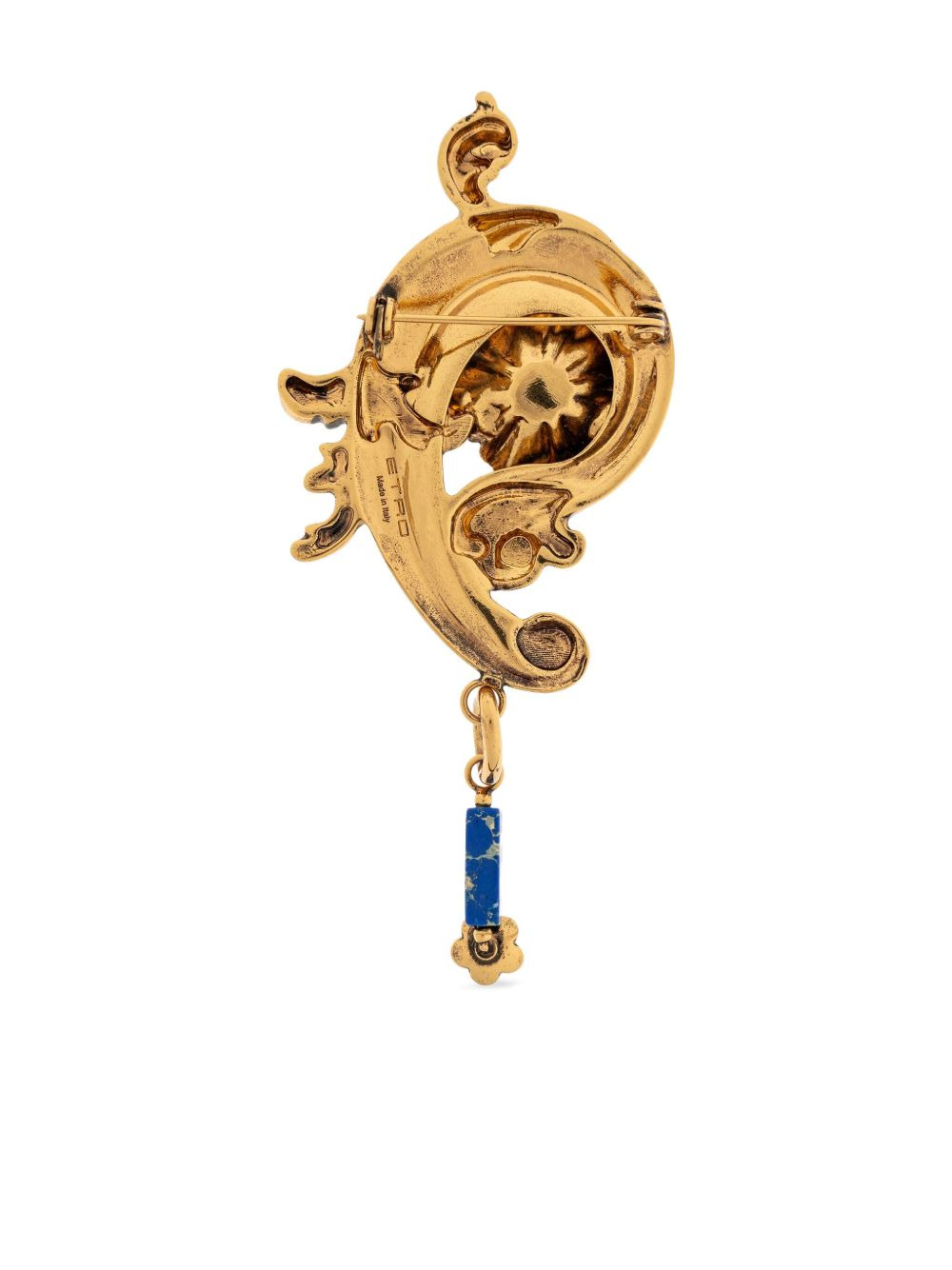 floral-scroll brass brooch - 3