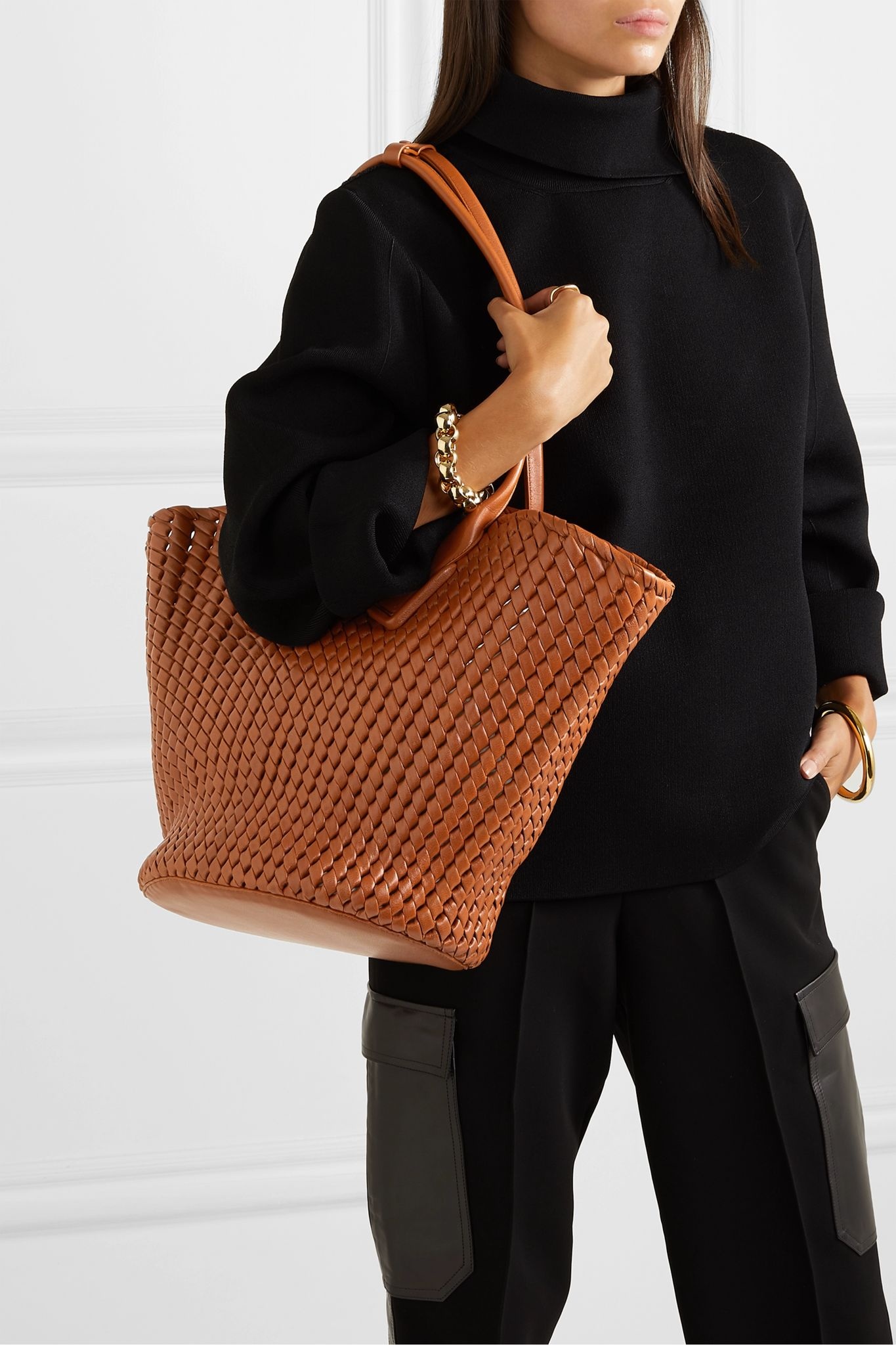 Basket intrecciato leather tote - 6