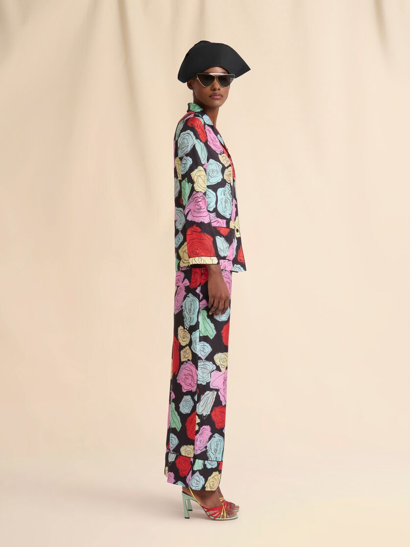 BLACK SILK PYJAMA SHIRT WITH ORION PRINT - 5