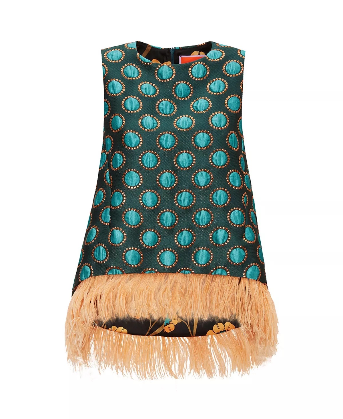 La Scala Top (With Feathers) Jacquard Winter Sun Emerald - 3