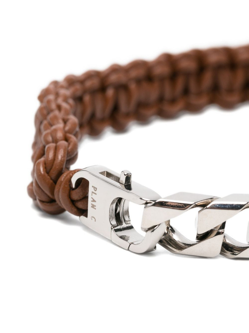 Plan C braided leather curb-link necklace outlook