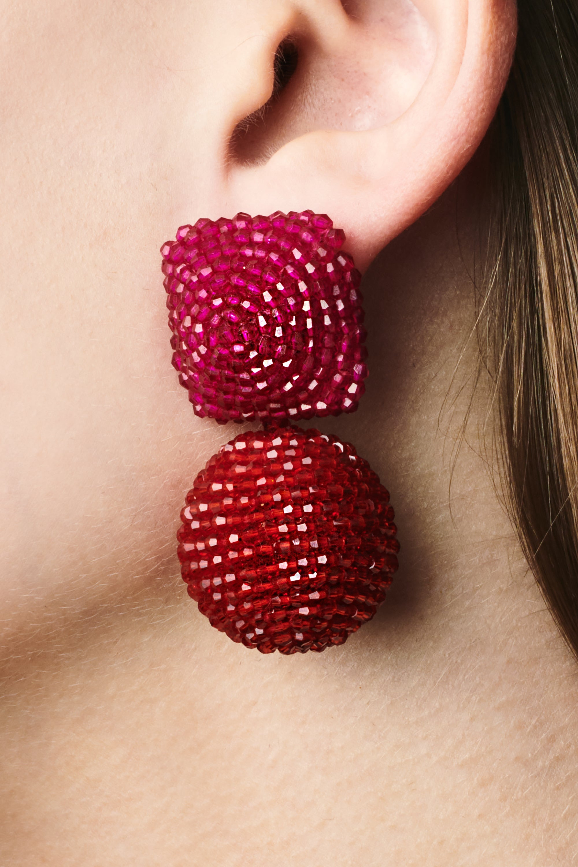 LYDIA EARRINGS - RASPBERRY/RUBY - 2