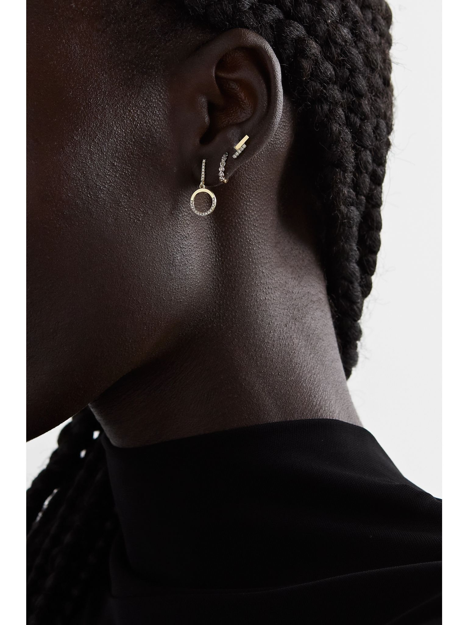 Half Moon 14-karat gold diamond earrings Gold - 5