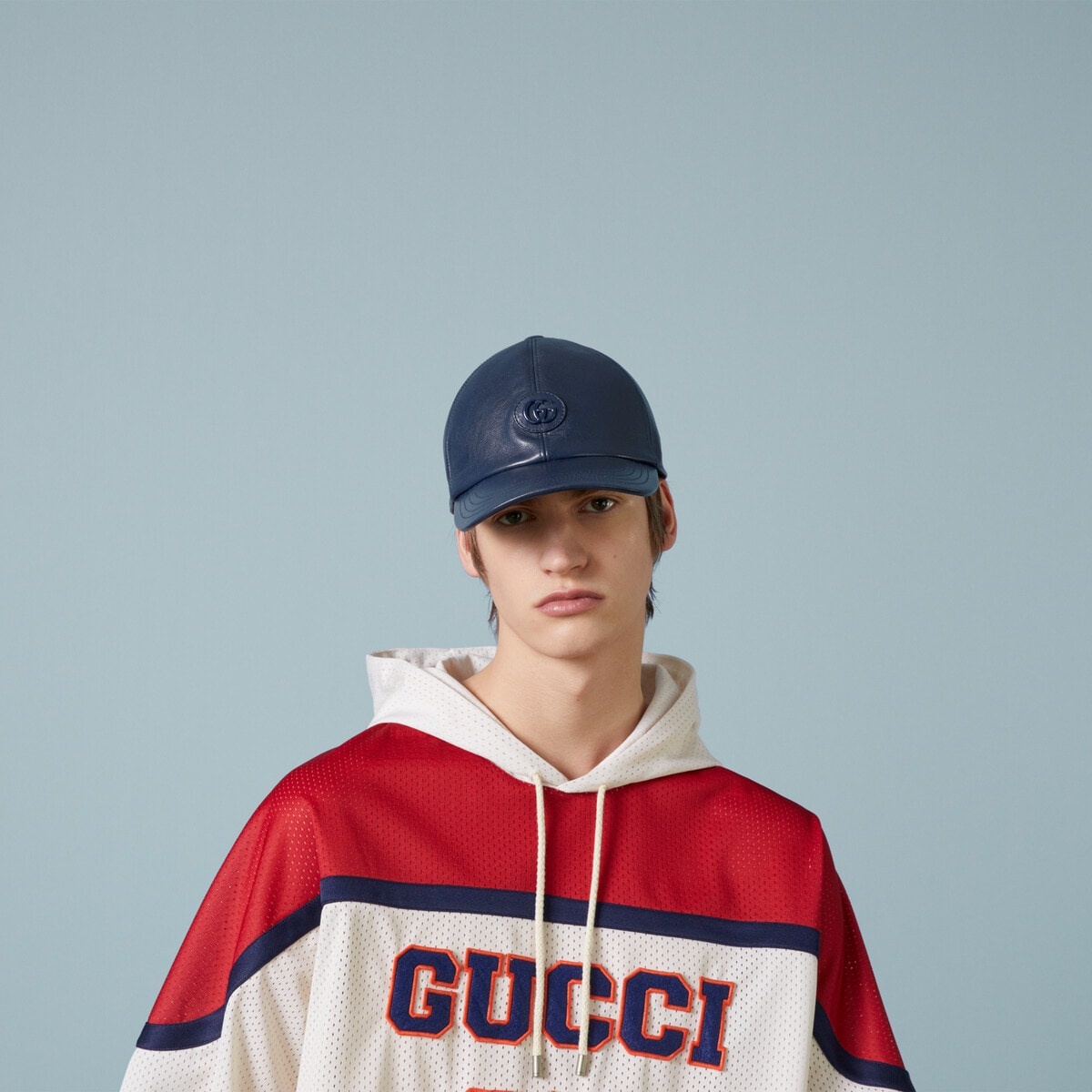 Leather baseball hat with Double G - 4