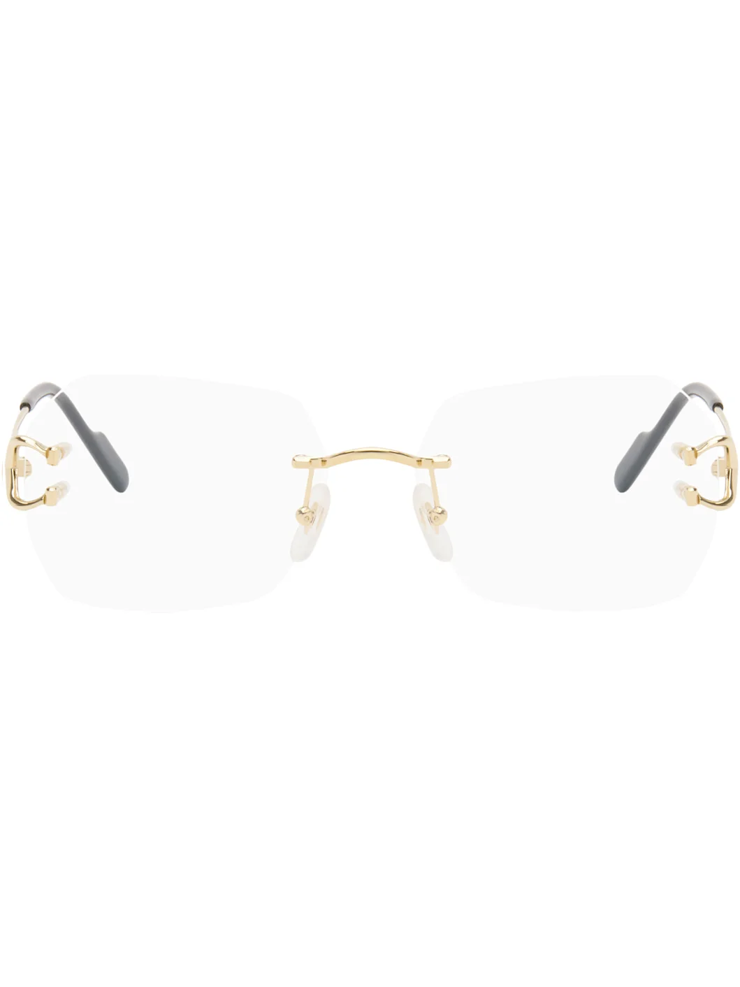 Gold 'C de Cartier' Square Rimless Glasses - 1