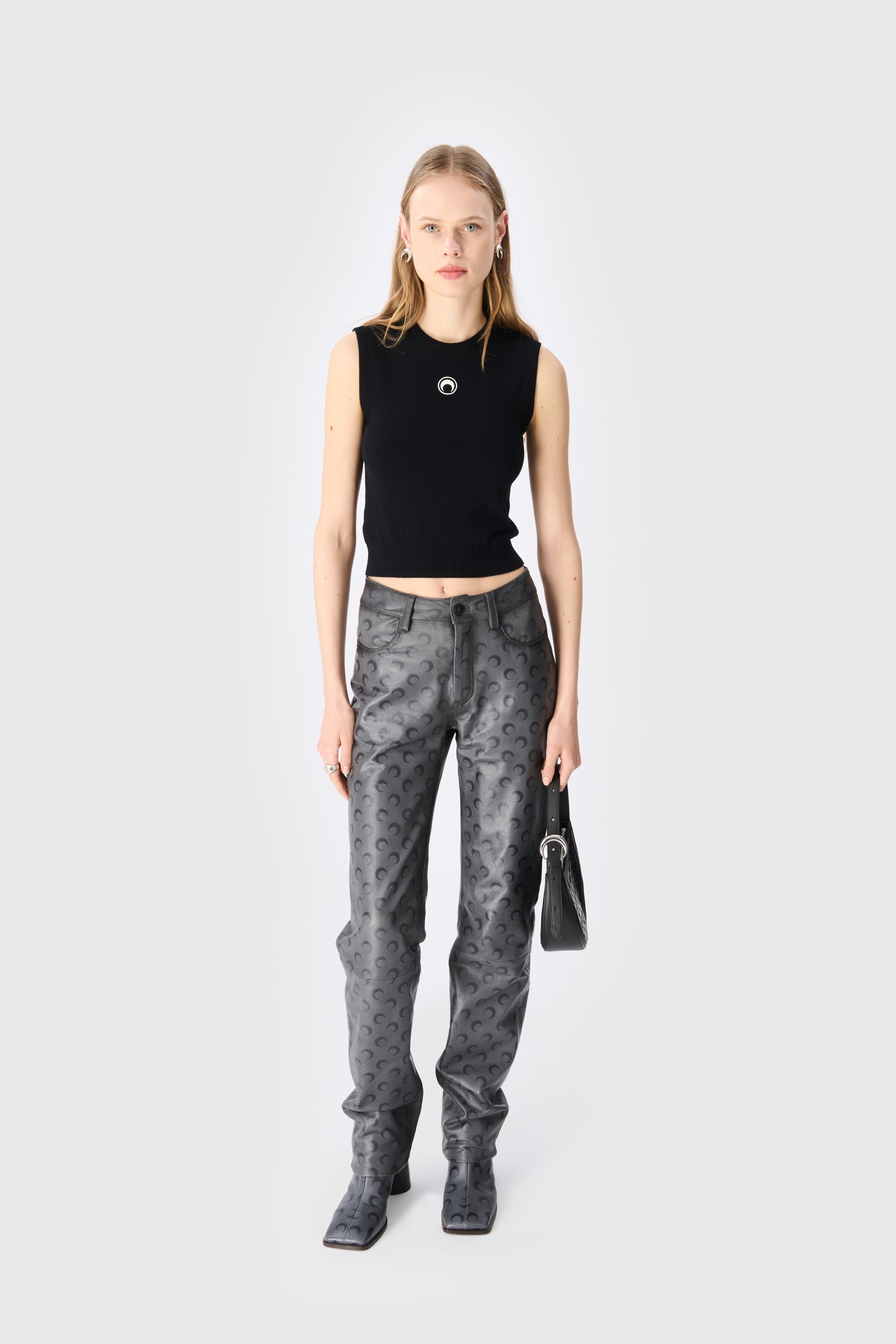 Moon Airbrushed Leather Straight Leg Pants - 1