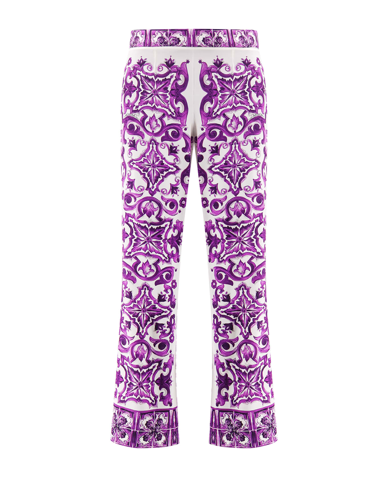 Silk Trousers With Maiolica Print - 1