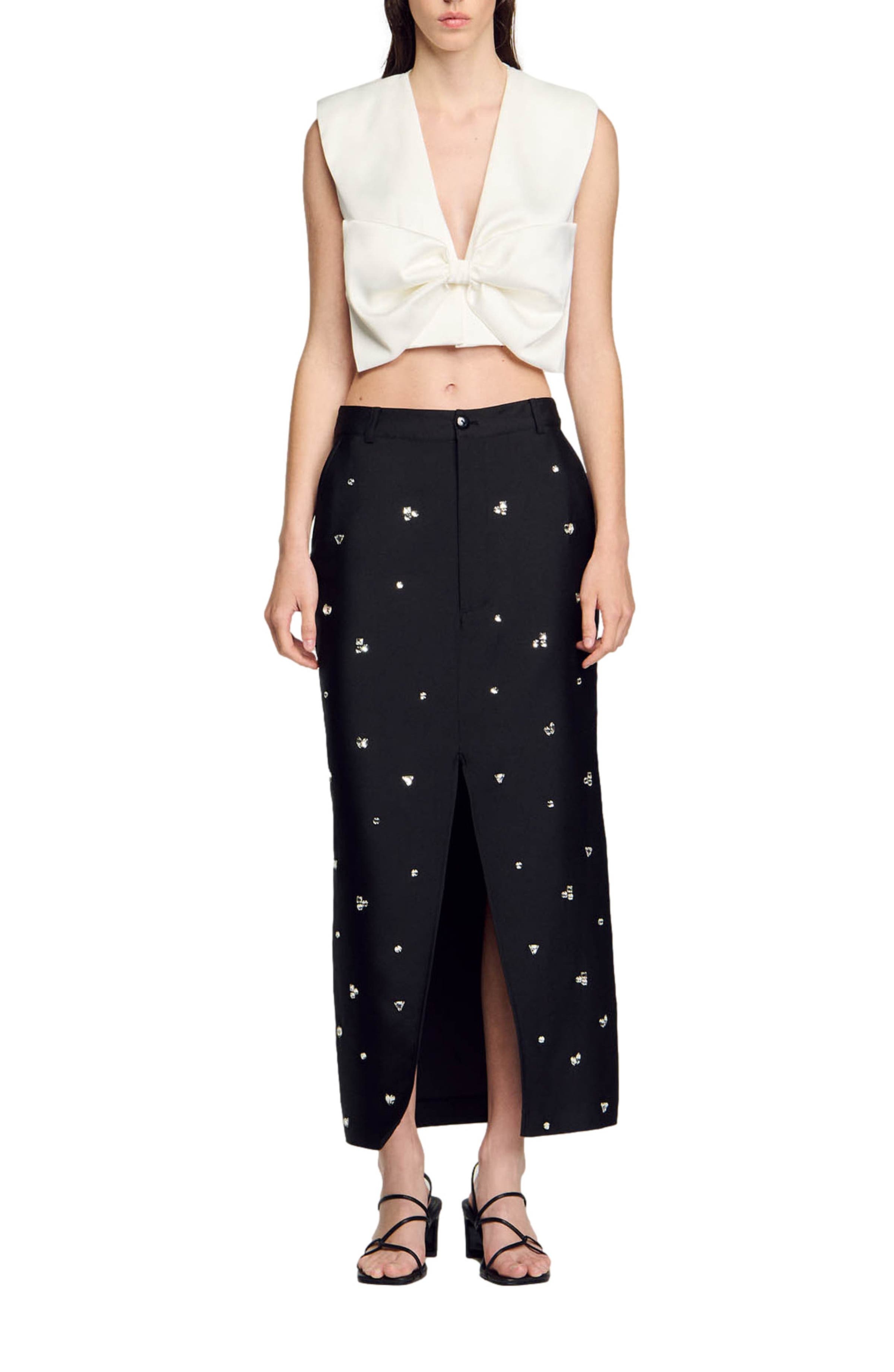 SANDRO Satin-effect crop top in White at Nordstrom - 5