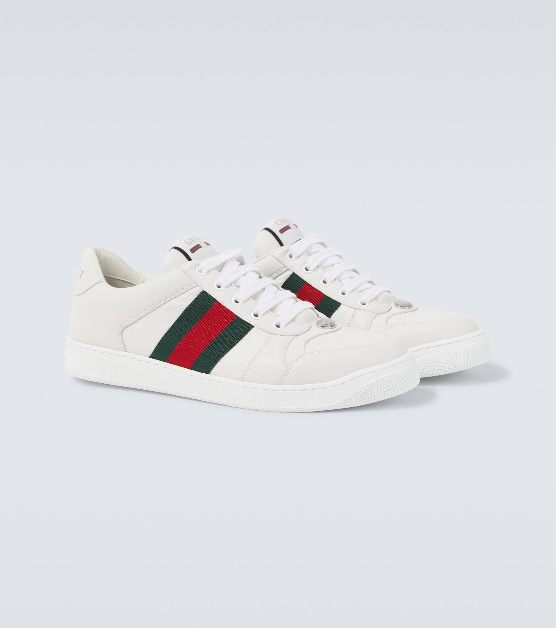 Screener debossed leather sneakers - 5