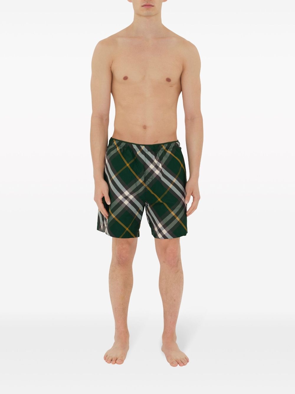 checkered twill swim shorts - 4