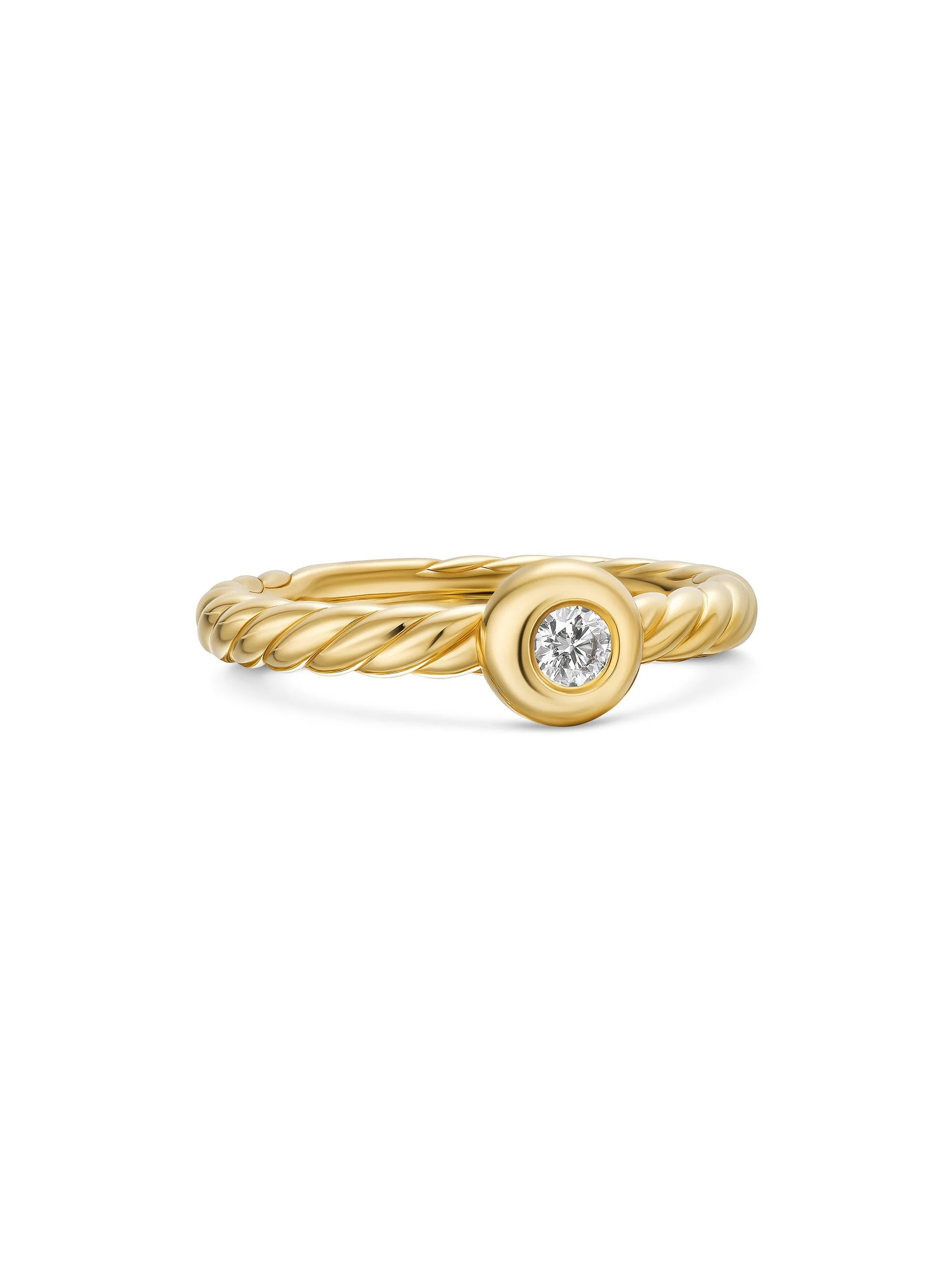 Women's Petite Cable Ring in 18K Yellow Gold - Diamond - 1