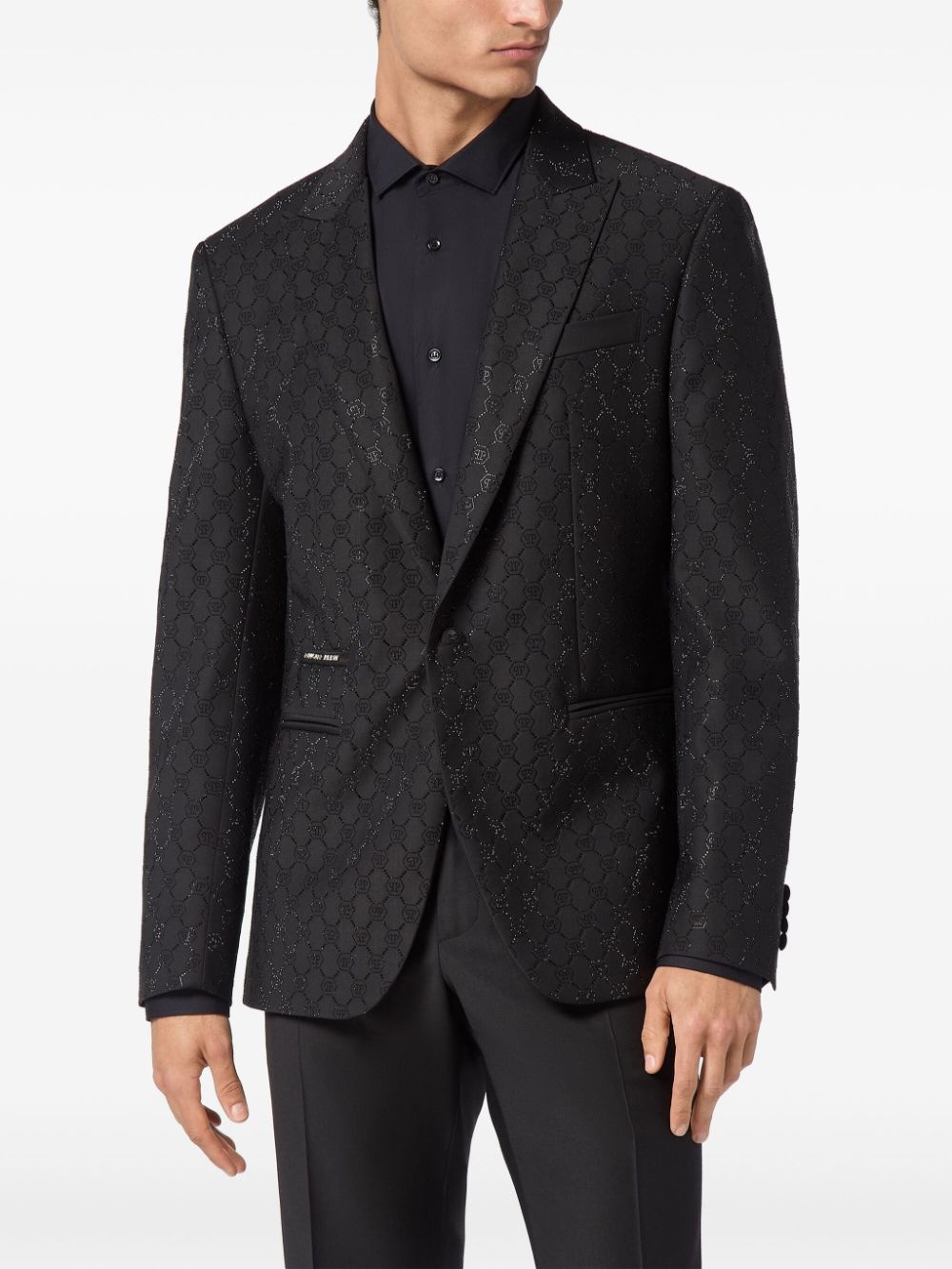 monogram-pattern blazer - 3