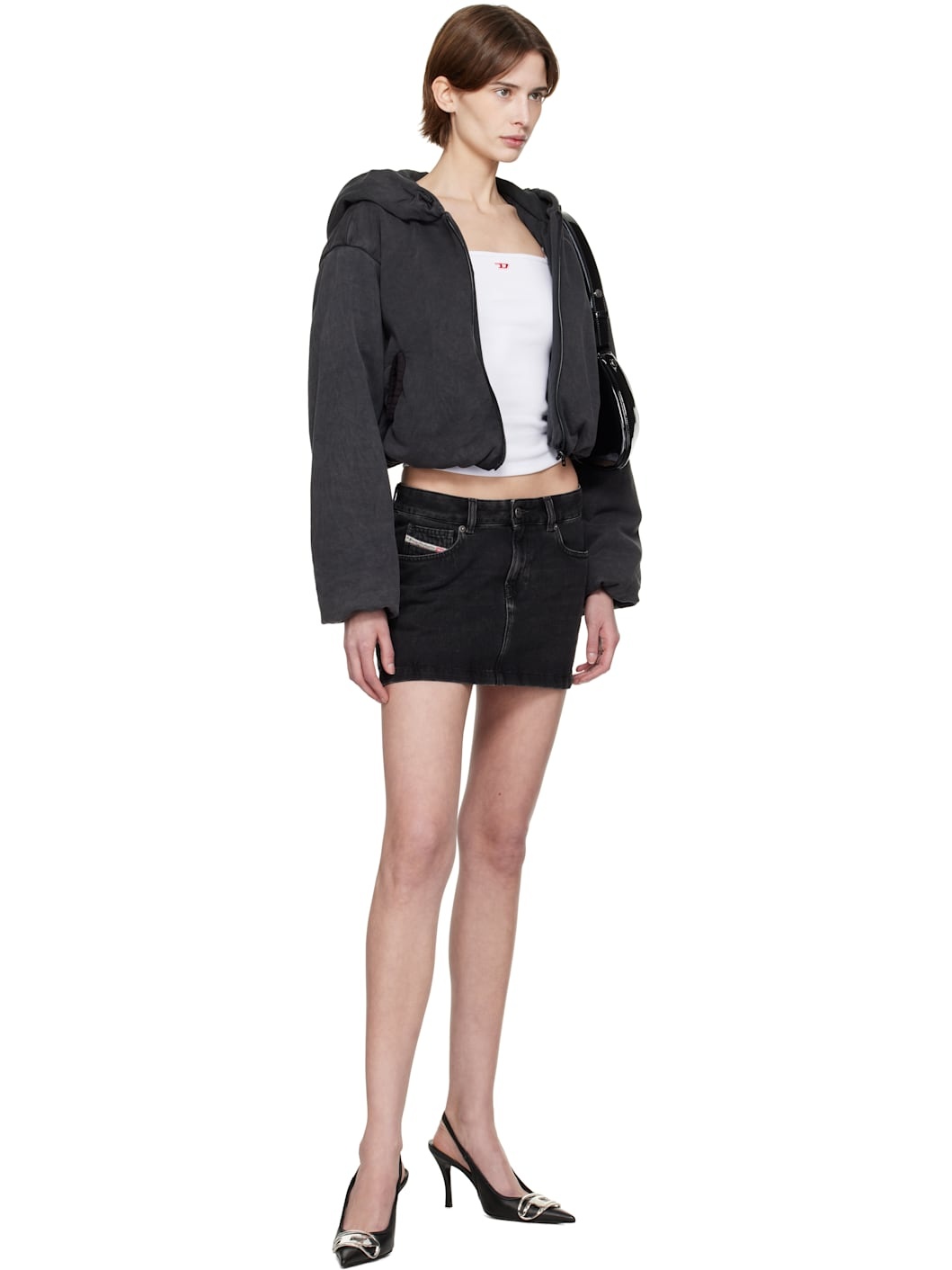 Black De-Ron Denim Miniskirt - 4