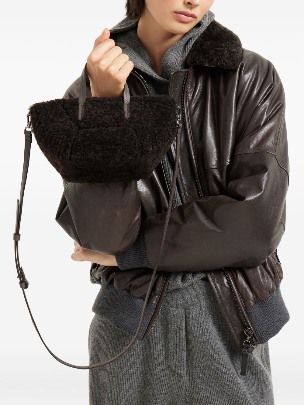 shearling tote bag - 2