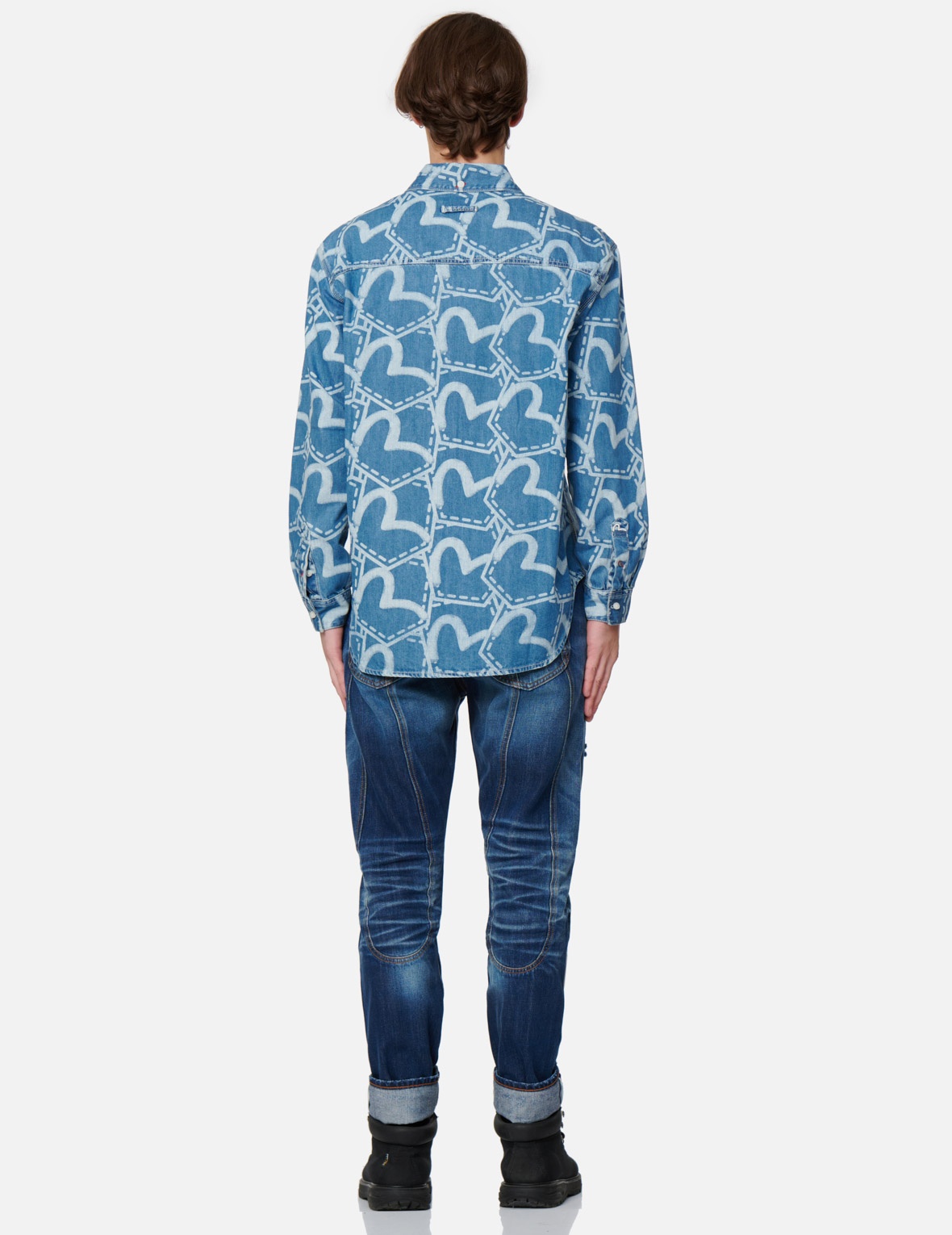 ALLOVER POCKET GRAPHIC PRINT DENIM SHIRT - 6