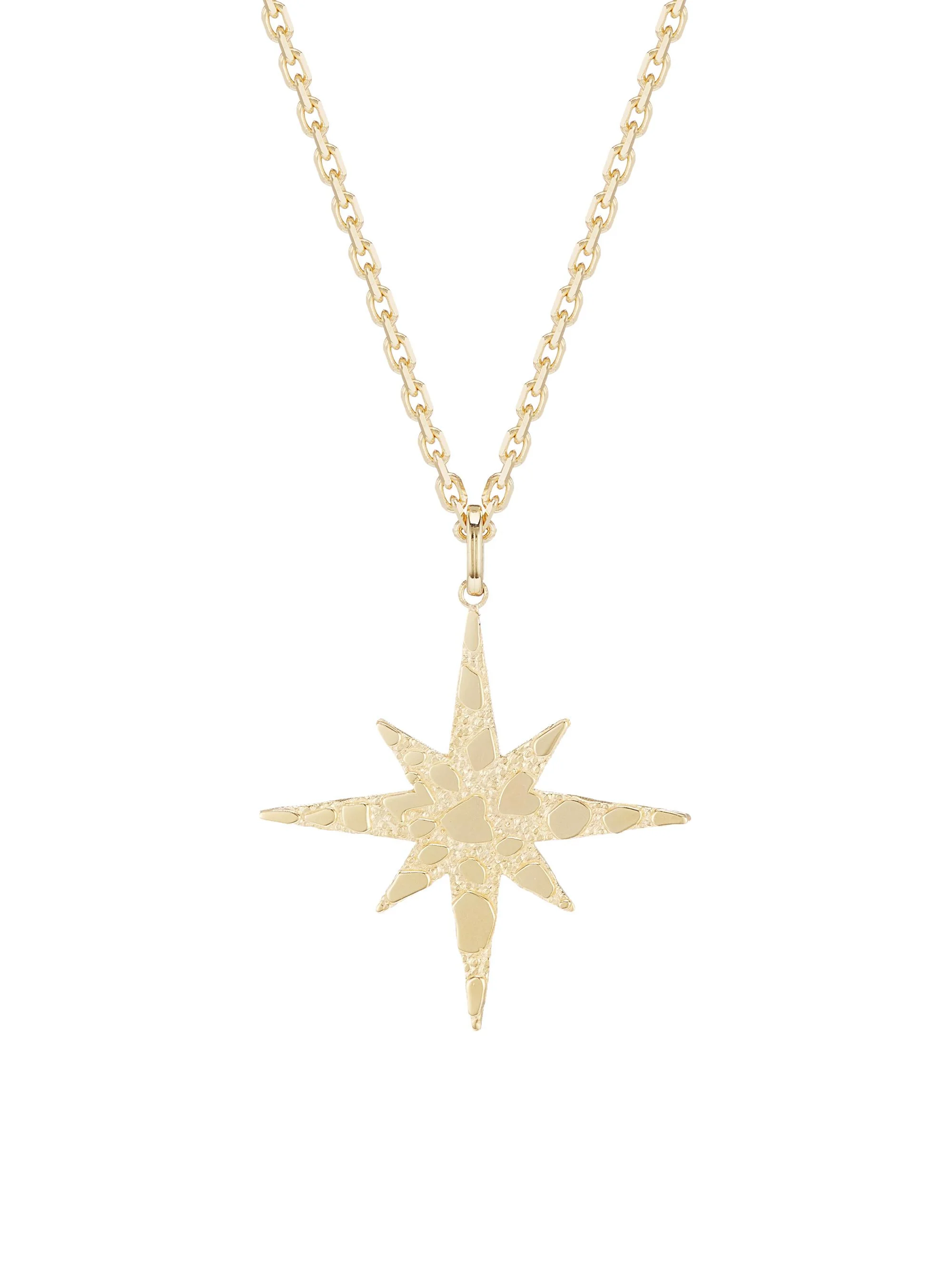 Women's 14K Yellow Gold Starburst Nugget Pendant Necklace - Yellow Gold - 1