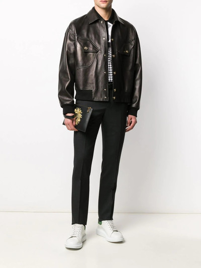 VERSACE Medusa head details leather jacket outlook