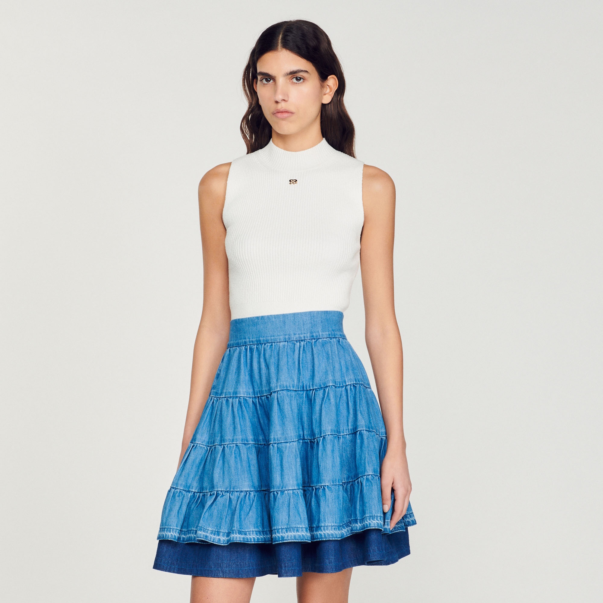 Short denim skirt - 5