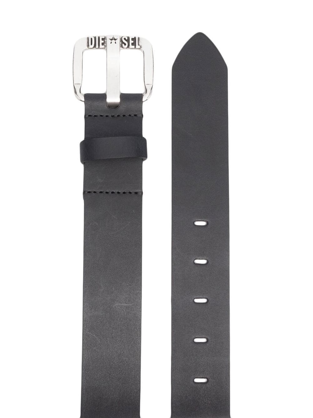 logo-buckle buffalo leather belt - 2