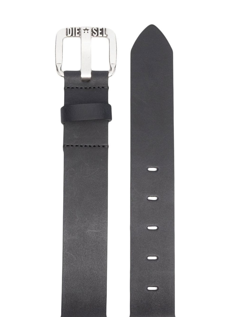 Diesel logo-buckle buffalo leather belt outlook