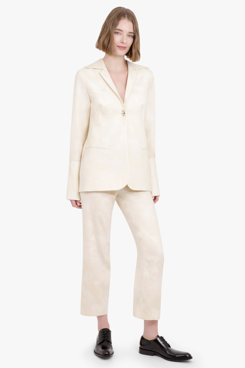 CHEVAL JACQUARD CROPPED PANT | CREAM - 5