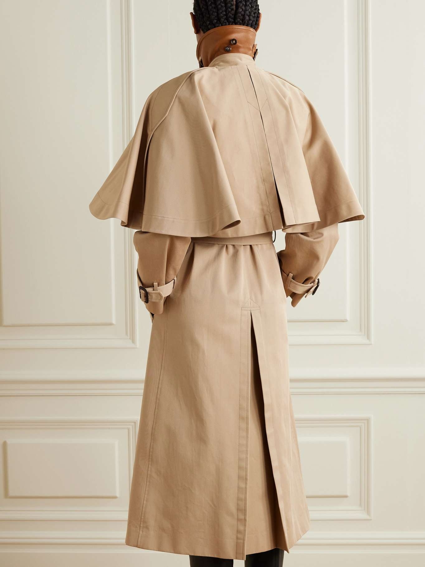 Chloé Layered leather-trimmed organic cotton-gabardine