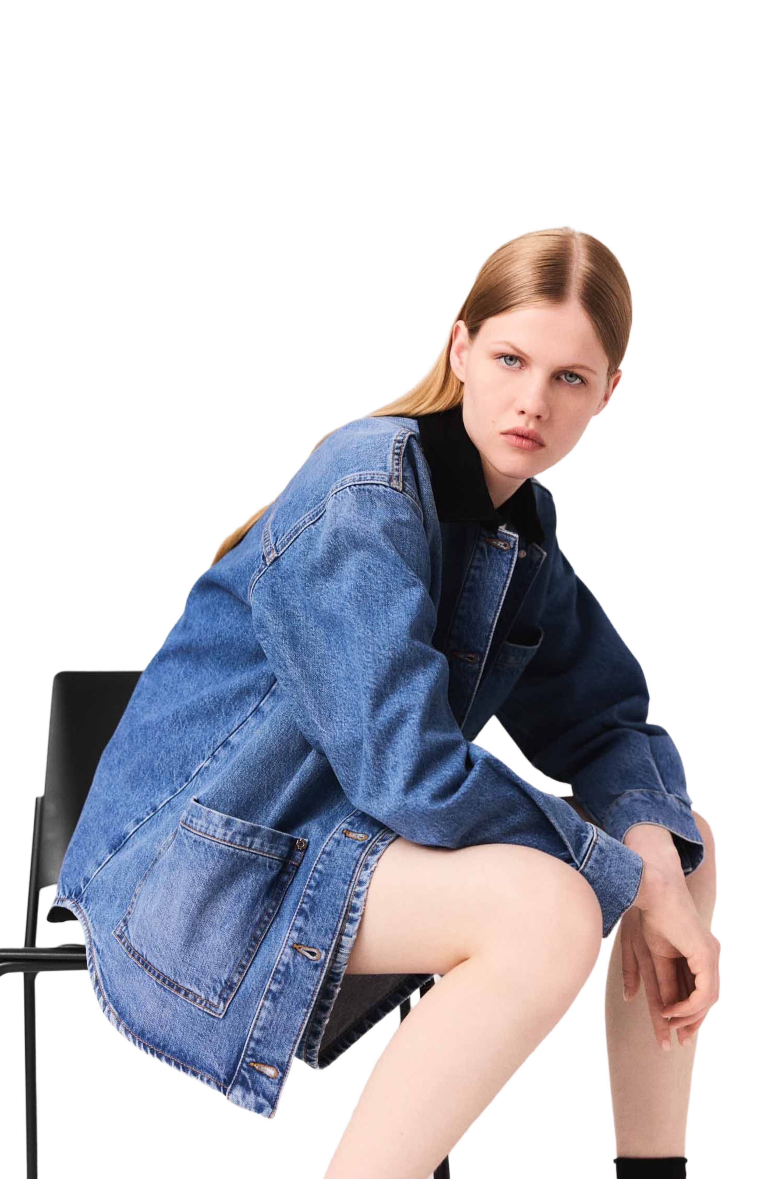 maje Faded denim jacket in Blue at Nordstrom - 6