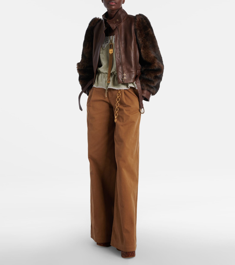 Chloé High-rise cotton canvas wide-leg pants outlook