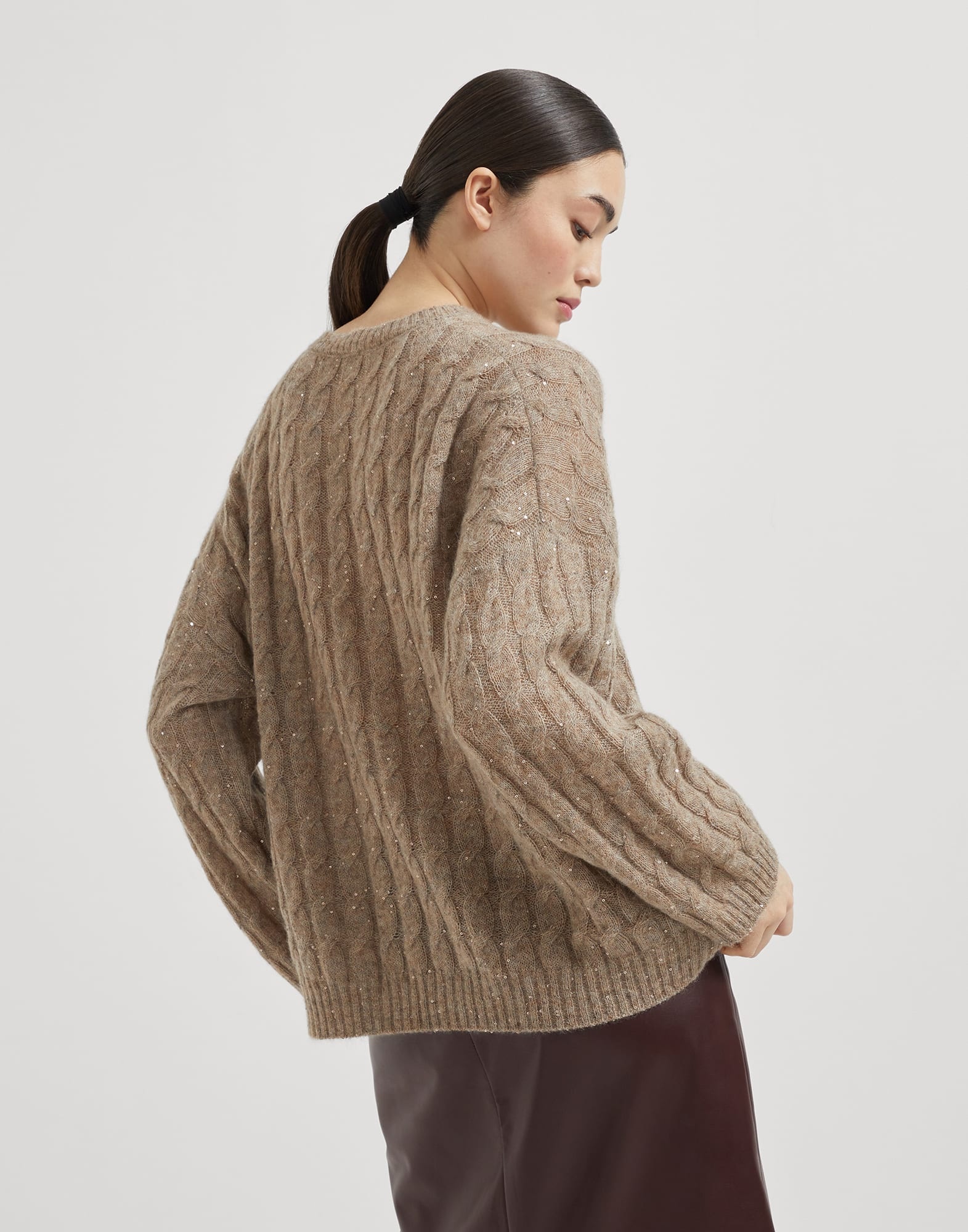 Mohair, cotton and wool dazzling cable hooded knit sweatshirt - 2